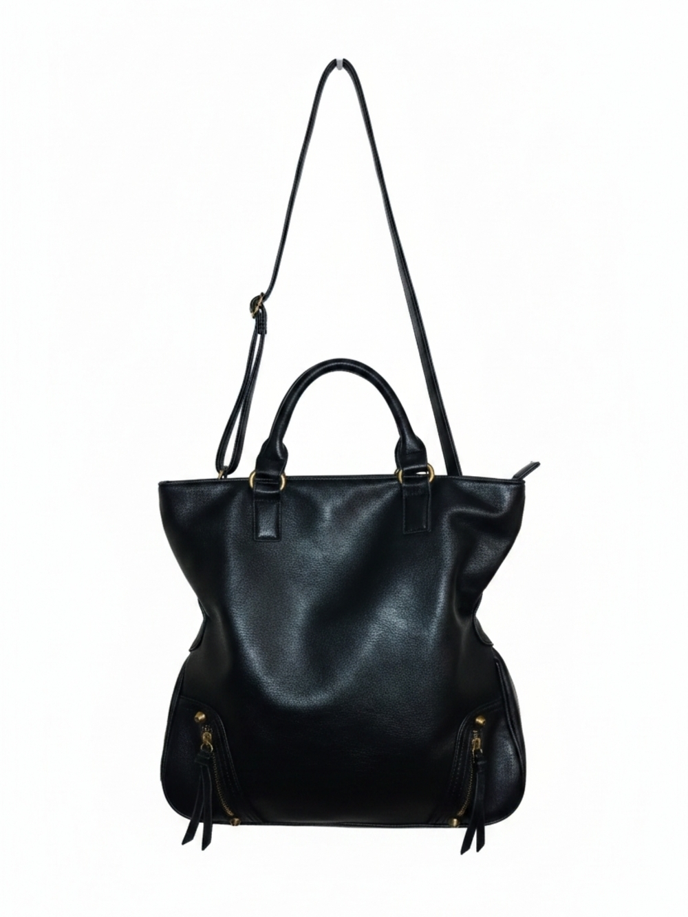 Kiss Me Couture Black Women’s Leather Shoulder LG Tote Very Y2K Good Condition